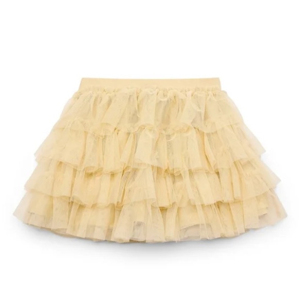 🌸 New 365 Kids From Garanimals Girls Tiered Mesh Skirt, Latta Gold Size 4